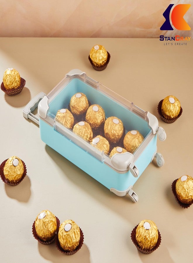 STANCRAY حقيبة سفر صغيرة من ستانكراي، حقيبة سفر صغيرة مزدوجة الجوانب مع صندوق حلوى للرموش ومستحضرات التجميل والقرطاسية ودمى الحلوى، صندوق تخزين منظم للسفر للنساء والفتيات (أزرق) - Image 5